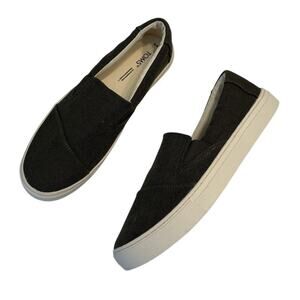 Toms Womens Alpargata Midform Slip On Shoe Size 9 Olive Platform Flat Shoe Comfy